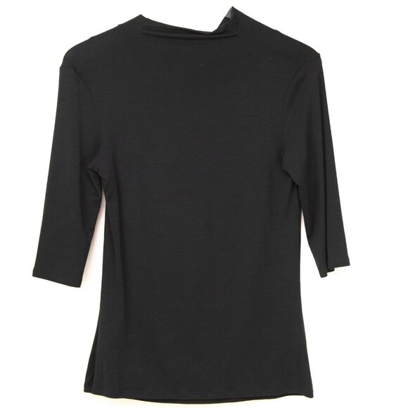 MaxMara Asymmetric Twist Neck Blouse Quarter Sleeve Tee Shirt Black Size Medium - Picture 2 of 7